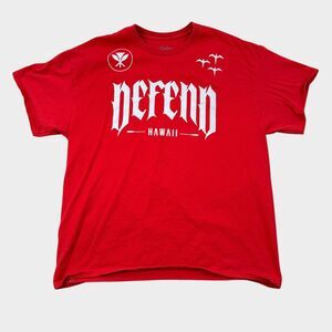 Defend Hawaii T Shirt Mens XL Red Mana Warrior Gothic Graphic Logo Short Sleeve